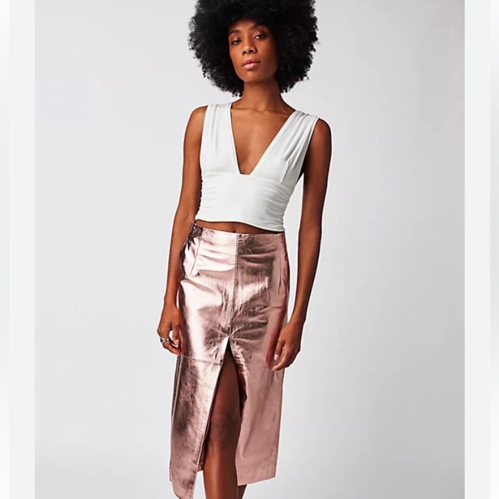 Free people MUUBAA Zoe Aline with large front split rose gold size 10 new wtags
